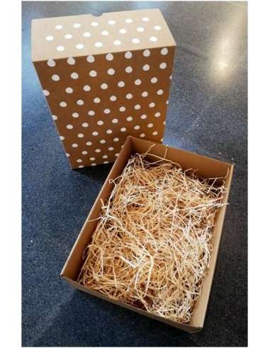 CAJA REGALO DECORADA CON LUNARES BLANCOS