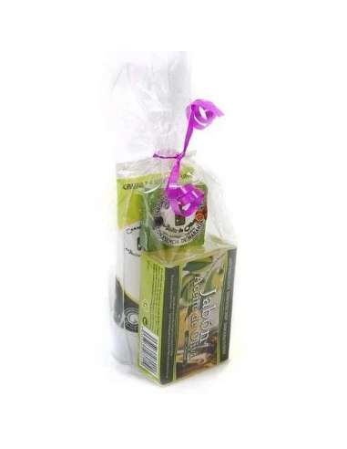 Pack de Plástico con Crema de Manos, Jabón y Jaboncito COSMÉTICA OLIVO