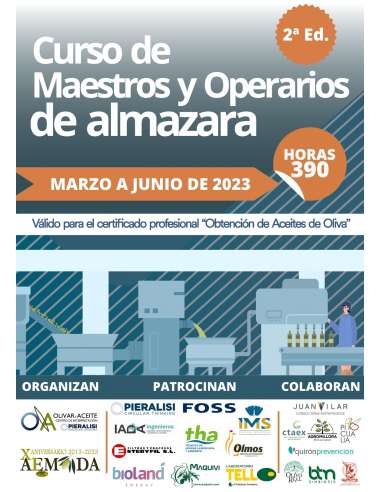 SOCIOS MÓDULO 3 UF1086 OBTENCIÓN DE ACEITES ORUJO. CURSO Maestros y Operarios de Almazara 2023.